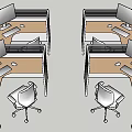 Office Desk and Chair Set with Wooden Top White Frame and Partition for Office Use