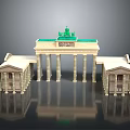 Brandenburg Gate Classical Structure With Columns Green Roof And Top Statues 3d model