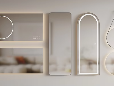Modern Illuminated Mirrors in Various Shapes for Wall Mounted Living Room Decor 3d model