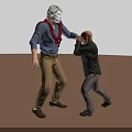 Two Male Figurines Interacting Physically White Haired With Red Scarf And Dark Clothed