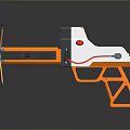 Futuristic Orange And White Weapon With Digital Screen And Mechanical Structure 3d model