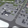 Aerial View Of Industrial Workshop Complex With Greenery Parking Area And Road Network