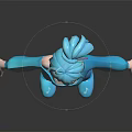 Cartoon Blue Haired Female Character With Ponytail Blue Dress Blue Shoes 3D Model Standing