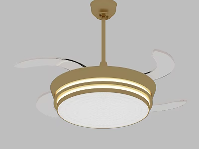 Modern Air Conditioner Fan With Ceiling Mounted Blades And LED Light Fixture 3d model