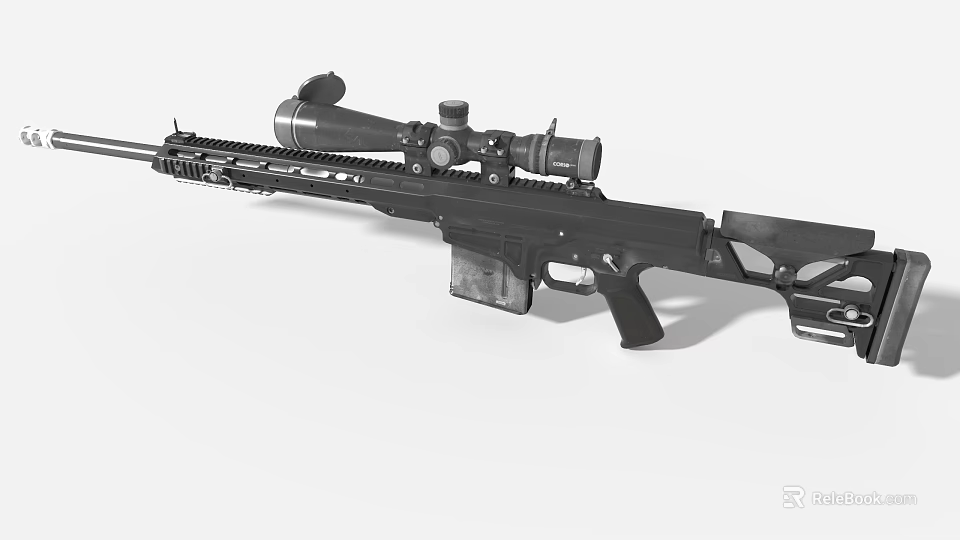 Tactical Game Movie Character Using Sniper Rifle With Scope And Magazine 3d model 