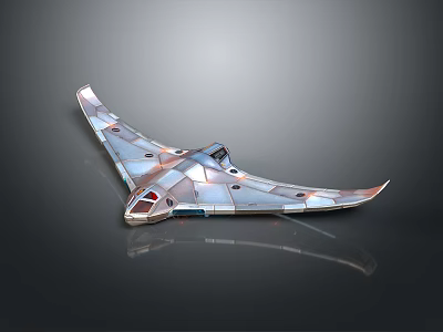 Sleek Futuristic Stealth Aircraft With Metallic Surface And Extended Wing Design 3d model