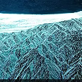 Rockery Stones In Night View With Blue Toned Mountainous Contours And Textures
