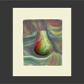 White Square Picture Frame Furniture Displaying Colorful Pear Artwork With Swirl Background