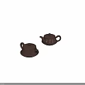 Traditional Chinese Purple Clay Teapots With Elegant Handwritten Calligraphy Design
