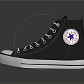 Black High Top Canvas Shoes With White Laces And Classic White Sole Design