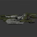 Futuristic Sci Fi Spaceship Model With Metallic Green Gray Exterior And Detailed Cockpit Structure