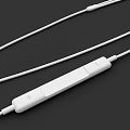 White Wired Headphones With Earbuds In line Control And Long Cable 3d model