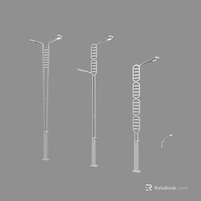 Different Designed Outdoor Street Lights With Spiral Decor And Pole Structures For Exterior Lighting 3d model 