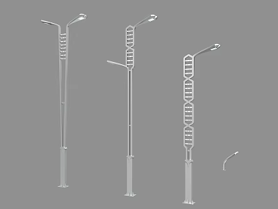 Different Designed Outdoor Street Lights With Spiral Decor And Pole Structures For Exterior Lighting 3d model