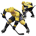 Hockey Player in Yellow Jersey Number 16 Holding Hockey Stick and Ice Skates