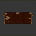 Brown Two Seater Sofa With Worn Peeling Leather Surfaces And Armrests