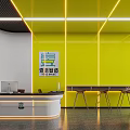 Bright Book Art Space With Yellow Walls And Circular Cutouts