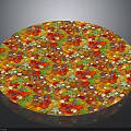Decorative Circular Wooden And Stone Material Surface With Colorful Particles Design