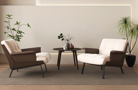 Modern Casual Table and Chair Casual Chair Small Round Table 3d model