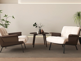 Modern Casual Table and Chair Casual Chair Small Round Table 3d model