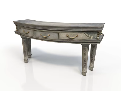 Vintage Console Table Furniture With Curved Top Decorative Drawers And Carved Wooden Legs 3d model