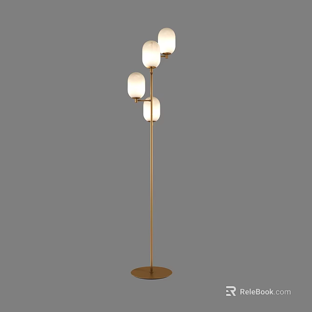 Luxury Modern Chandelier With Brass Frame And White Glass Shades For Home Interior 3d model 