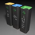 Modern Sleek Tall Recycling Bins For Sorting Recyclable Paper Plastic Glass And Metal Waste