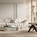 Modern Minimalist Living Room With White Sofa Glass Coffee Table And Accent Chairs