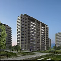 Modern Mid Rise Residential Building With Glass Windows And Balconies Surrounded By Greenery And Trees