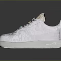 White Nike Air Force 1 Casual Sneakers With Blue Accent And White Laces Design