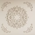 Intricate White Carvings for Wall Decor with Symmetrical Floral Patterns and Ornate Center Design