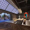 Modern Reception Area Interior Design With Stylish Desk Comfortable Seats And Decorative Lighting