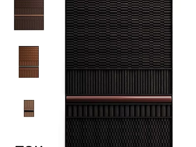 Dark Woven Texture Photo Frame Collection With Various Sizes And Wooden Accents 3d model