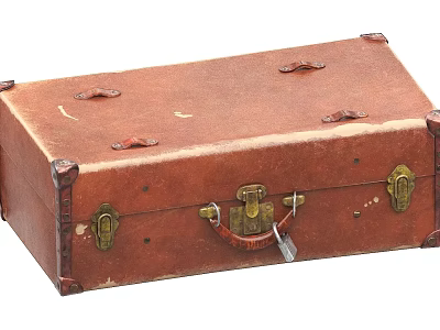 Vintage Leather Suitcase With Brass Locks And Worn Leather Details 3d model
