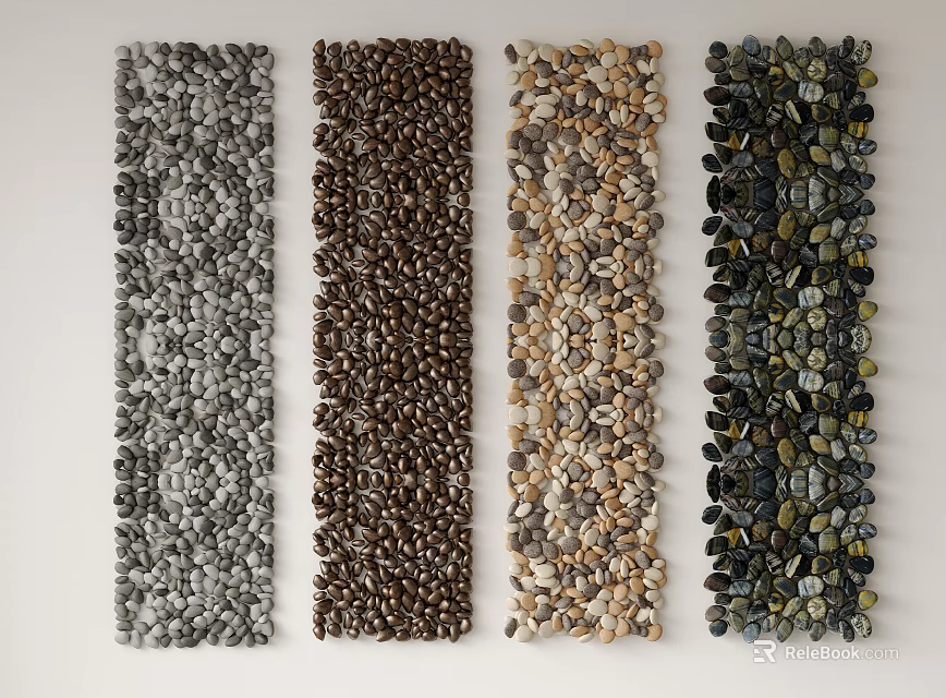 Stone and Wood Decorative Wall Panels with Various Natural Textures Samples 3d model 