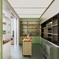 Modern Bakery Kitchen Area With Stainless Steel Ovens Wooden Counter And Displayed Pastries