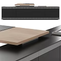 Minimalist Modern Office Table And Chair Combination With Light Wood Top And Black Storage Cabinets