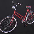 Red Classic Bicycle With Brown Leather Seat Vintage Handlebars And Urban Design