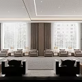 Modern Reception Area Lobby With Comfortable Sofas Green Plant And Large Windows