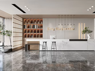 Modern Front Desk Reception 3d model