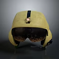 Yellow Military Tactical Weapon Helmet With Black Stripe And Protective Goggles