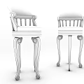 Wooden Bar Stools With Black Leather Seats Railed Backs And Carved Legs