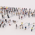 Group of People Standing Sitting and Interacting in Open Space Scene 3d model
