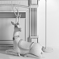 Vintage Fireplace Alex Bowman Marseille Electric Fireplace Tiffany Deer 3d model