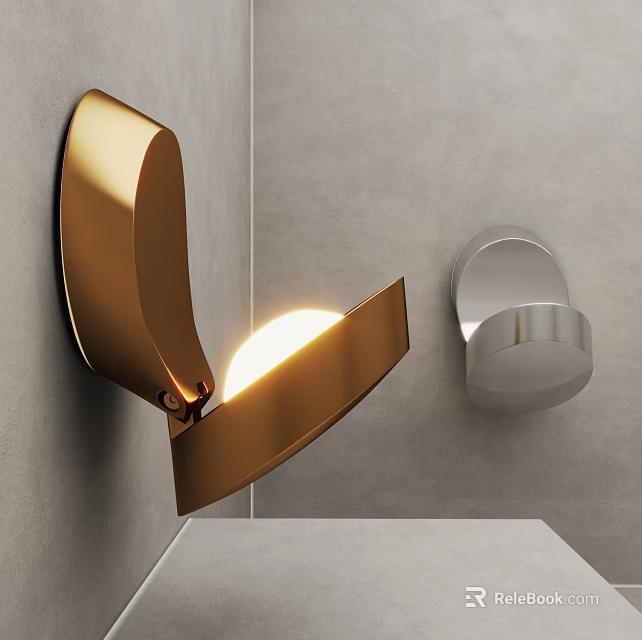 Modern Wall Lamps with Golden and Silver Design Illuminating Gray Wall 3d model 
