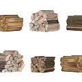 Natural Wood Logs Stacked in Various Styles for Home Heating and Decor
