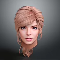 3D Rendered Female Head With Curly Light Brown Hair And Realistic Facial Features