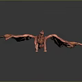 Red Horned Winged Fantasy Dragon 3D Character For Game Movie Scenes