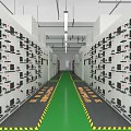 Data Center Interior With Neatly Arranged Server Racks Green Pathway And Bright Lighting 3d model