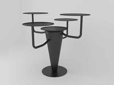 Black Modern Shelving Unit With Multiple Circular Shelves And Conical Base 3d model